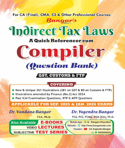 CA Final Indirect Tax (IDT) Compiler Question Bank By Yogendra Bangar and Vandana Bangar - Zeroinfy