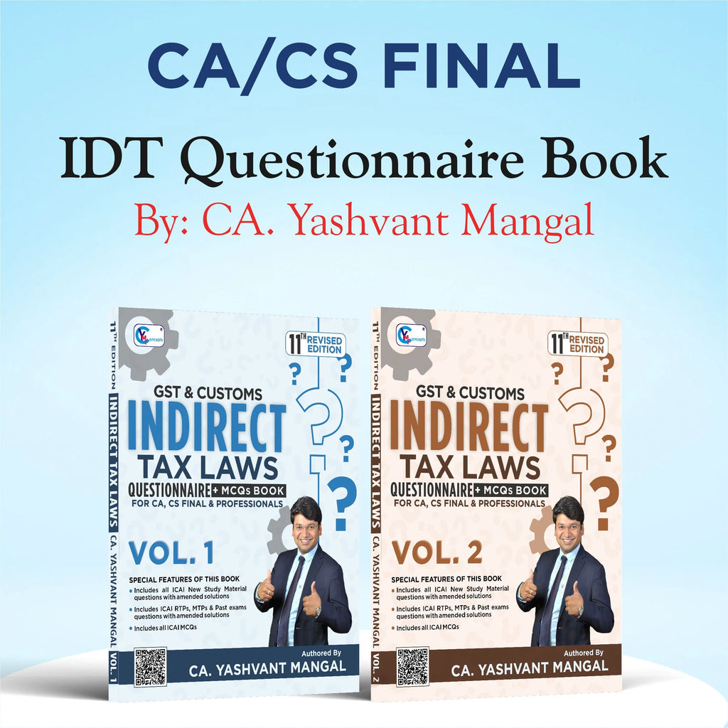 CA Final Indirect Tax Laws (IDT) Questionnaire And MCQs Book 11th Edition By CA Yashvant Mangal