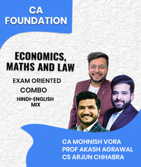 CA Foundation Economics, Maths and Law Exam Oriented Combo By CA Mohnish Vora, Prof Akash Agrawal and CS Arjun Chhabra