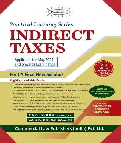 CA Final Padhuka Indirect Taxes (IDT) By CA G Sekar and R S Balaji - Zeroinfy