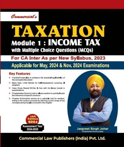 CA Inter Income Tax With MCQ Book By CA Jaspreet Singh Johar - Zeroinfy