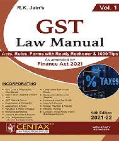 R.K. Jain’s GST Law Manual (Set of 2 Volumes) Professional Book- Zeroinfy
